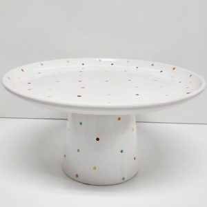 Doceira G - com bolinhas coloridas - Branca - Cerâmida - Cód. 0177