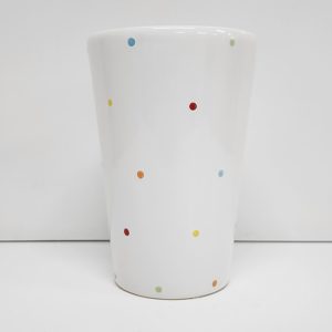 Vaso Branco com Bolinhas Coloridas - Cerâmica - Cód 0178